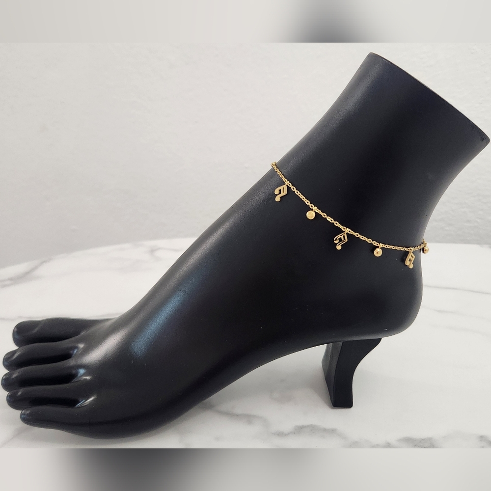 Gold Musical Note Anklet Dainty Music Charm Ankle Bracelet Boho Beach New - Picture 4 of 12